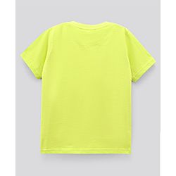 Pine Kids Half Sleeves Biowashed T-Shirt Text Print - Green