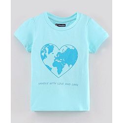 Pine Kids Half Sleeves Tops Heart Print Pack of 2 - Pink Blue