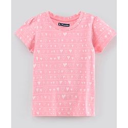 Pine Kids Half Sleeves Tops Heart Print Pack of 2 - Pink Blue