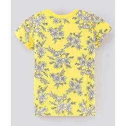Pine Kids Half Sleeves Cotton Biowashed Top Floral Print - Yellow Red