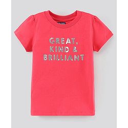 Pine Kids Half Sleeves Cotton Biowashed Top Floral Print - Yellow Red