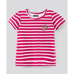 Pine Kids Half Sleeves Cotton Biowashed Foil Print Pack of 3 - Pink Yellow Red