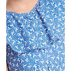 Pine Kids Flutter Sleeves Frock With Cotton Lining Printed- Blue