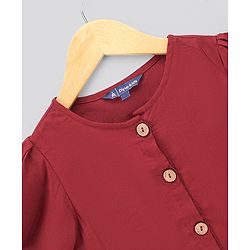 Pine Kids Half Sleeves Top & Palazzo Solid Summer Set - Maroon