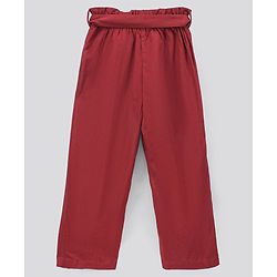 Pine Kids Half Sleeves Top & Palazzo Solid Summer Set - Maroon