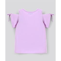 Pine Kids Cold Shoulder Top Placement Print- Purple