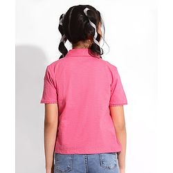 Pine Kids Cotton Half Sleeves T-Shirt With Slip - Pink Yellow