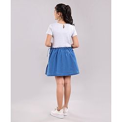 Pine Kids Half Sleeves Frock Happy Embellished - Blue Grey