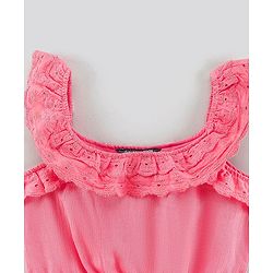 Pine Kids Sleeveless Above Knee Length Frock - Pink