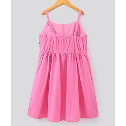 Pine Kids Sleeveless Floral Embroidered Frock - Pink