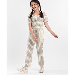 Pine Kids Sleeveless Striped Jumpsuit - Grey