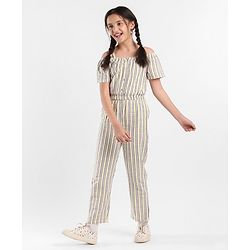 Pine Kids Sleeveless Striped Jumpsuit - Grey