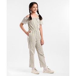 Pine Kids Sleeveless Striped Jumpsuit - Grey