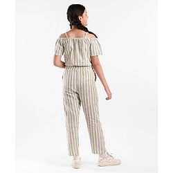 Pine Kids Sleeveless Striped Jumpsuit - Grey