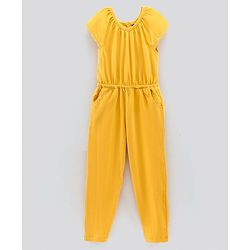 Pine Kids Short Sleeves Solid Biowashed Jumpsuit - Yellow