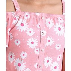 Pine Kids Biowashed Off Shoulder Sleeves Top & Legging Set Floral Print - Pink Pink