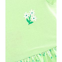 Pine Kids Half Sleeves Bio Wash Frock with Headband Floral Print- Green
