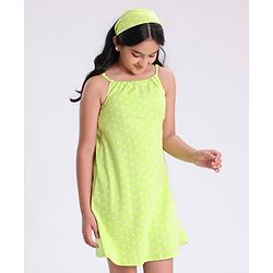 Pine Kids Sleeveless Bio Wash Frock Printed- Green