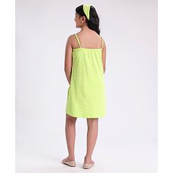 Pine Kids Sleeveless Bio Wash Frock Printed- Green