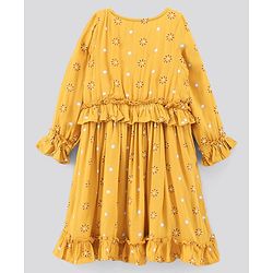 Pine Kids Full Sleeves Frock Polka Dot Print - Yellow