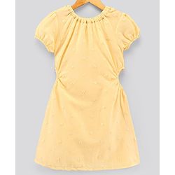 Pine Kids Half Sleeves Embroidered Frock - Yellow