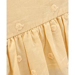 Pine Kids Flutter Sleeves Cotton Dobby Embroidered Top - Light Yellow