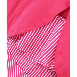 Pine Kids Sleeveless Rayon Frill Frock with Full Sleeves Shrug & Hairband - Pink