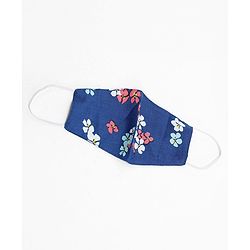 Pine Kids Singlet Frock with Mask Floral Print - Blue