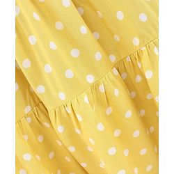 Pine Kids Sleeveless Frock with Mask Polka Dot Print - Yellow