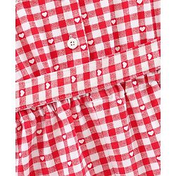 Pine Kids Cotton Biowashed Sleeveless Jumpsuit Check Pattern - Red
