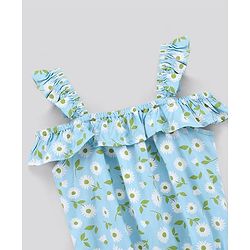 Pine Kids Sleeveless Rayon AOP Summer Top Floral Print - Blue