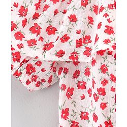Pine Kids Rayon Woven Half Sleeves Top Floral Print - White Red