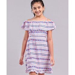 Pine Kids 100% Cotton Woven Summer Frocks with Striped - Multicolor