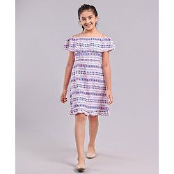 Pine Kids 100% Cotton Woven Summer Frocks with Striped - Multicolor
