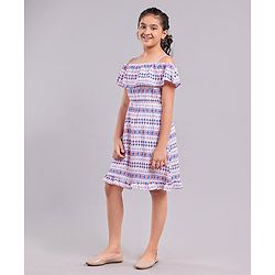 Pine Kids 100% Cotton Woven Summer Frocks with Striped - Multicolor