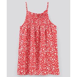 Pine Kids Half Sleeves Tee & Frock Floral Print - Red