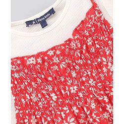 Pine Kids Half Sleeves Tee & Frock Floral Print - Red