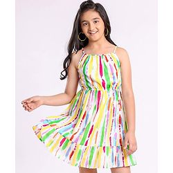 Pine Kids Sleeveless All Over Printed Frock - Multicolor