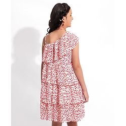Pine Kids Cotton Woven Frock with Floral Print - Red