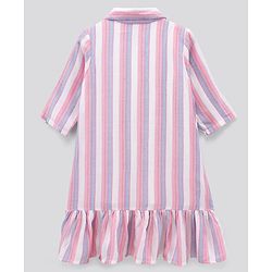 Pine Kids Half Sleeves Striped Frock - Multicolor