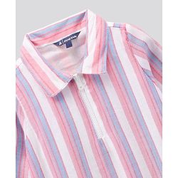 Pine Kids Half Sleeves Striped Frock - Multicolor