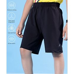 Pine Active Mid Thigh Length Quick Dry Shorts Solid - Black