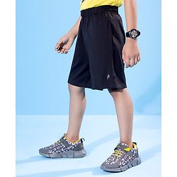 Pine Active Mid Thigh Length Quick Dry Shorts Solid - Black