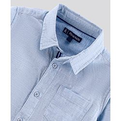 Pine Kids Half Sleeves Cotton Solid Color Shirt - Blu