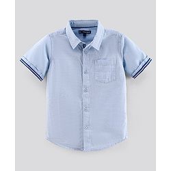 Pine Kids Half Sleeves Cotton Solid Color Shirt - Blu