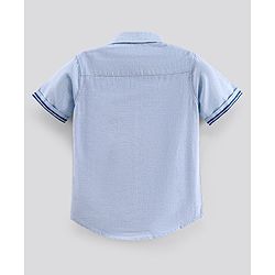 Pine Kids Half Sleeves Cotton Solid Color Shirt - Blu