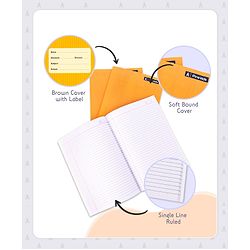 Pine Kids Premium A4 Brown Cover Single Line Ruled Exercise Notebook Set Pack of 3 - 172 Pages Each