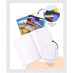 Pine Kids Premium A4 Car Series Single Line Ruled Exercise Notebook Set Pack of 3 - 140 Pages Each