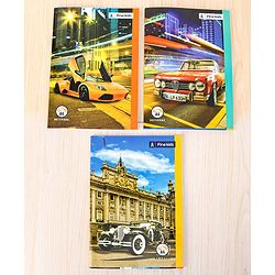 Pine Kids Premium A4 Car Series Single Line Ruled Exercise Notebook Set Pack of 3 - 140 Pages Each