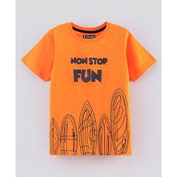 Pine Kids Bio Washed Half Sleeves T Shirt Text Print - Orange